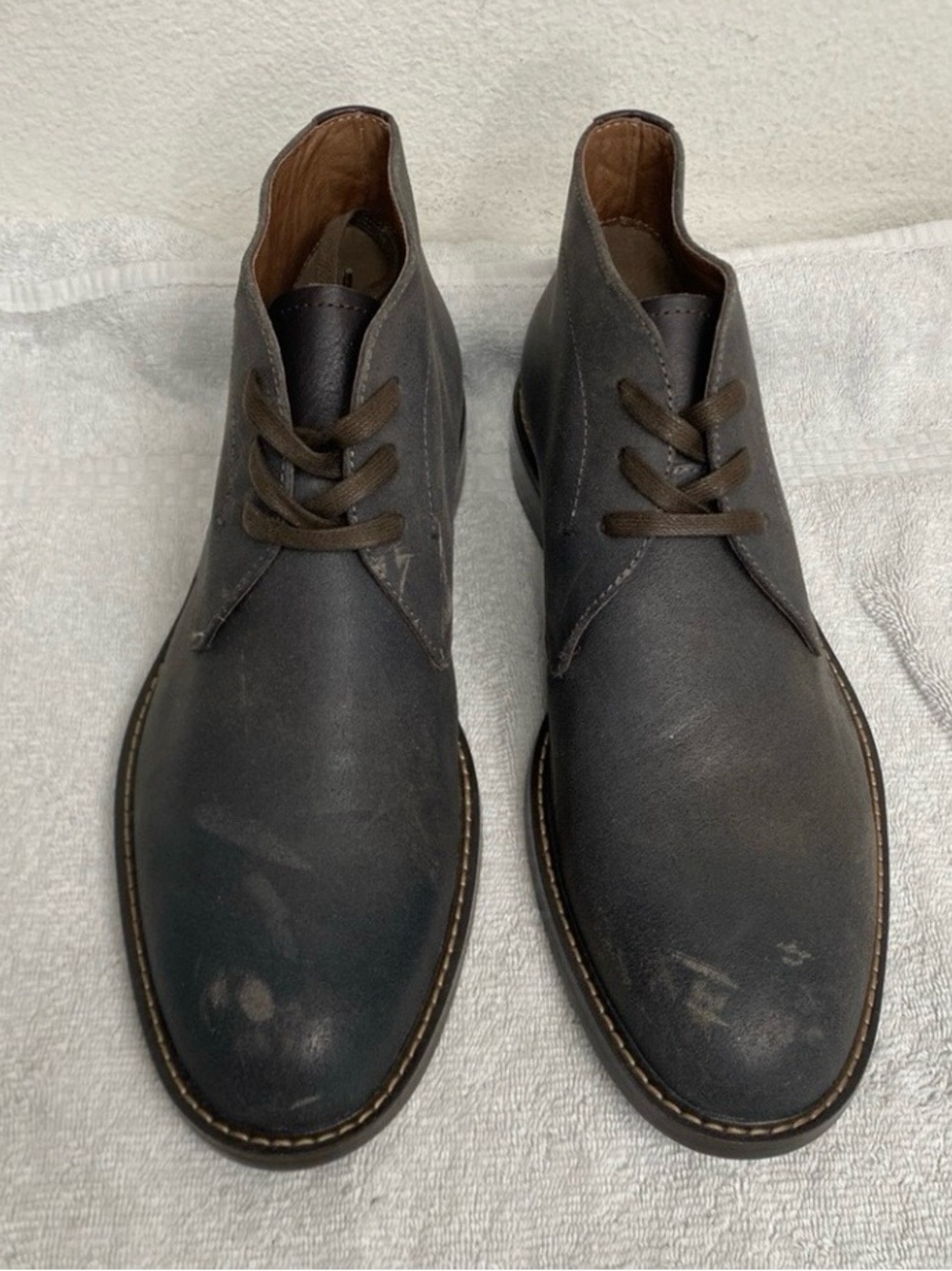 1901 Men's Gray Textured Leather Chukka Boots Size 10.5 Streetwear Tech Classic
